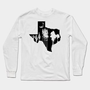 Texas Moon Forest Silhouette Long Sleeve T-Shirt